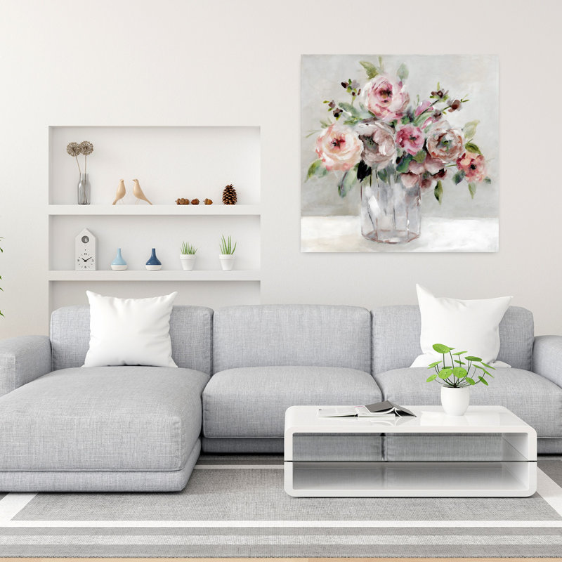 «Blush Blossoms», art floral délicat et contemporain, H 36 po x l 36 po