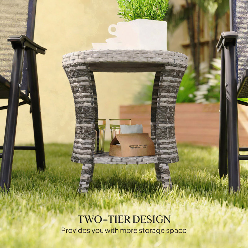 Table d'appoint, table basse d'extérieur en osier