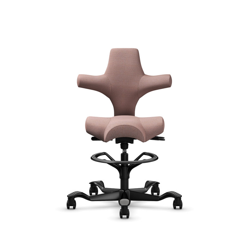 Fauteuil réglable en hauteur avec repose-pieds HœG Capisco, Noir, Rosé  