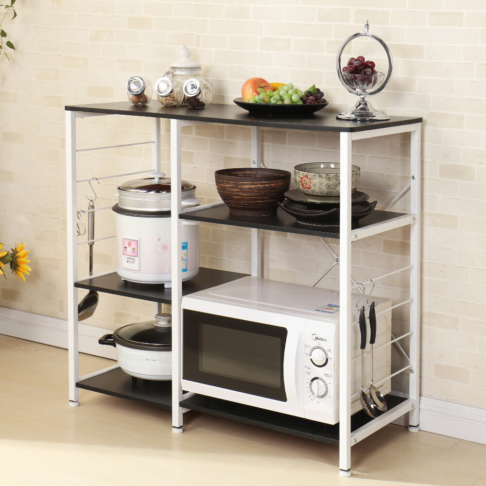 17 Stories 35.4'' Iron Standard Baker's Rack with Microwave ...