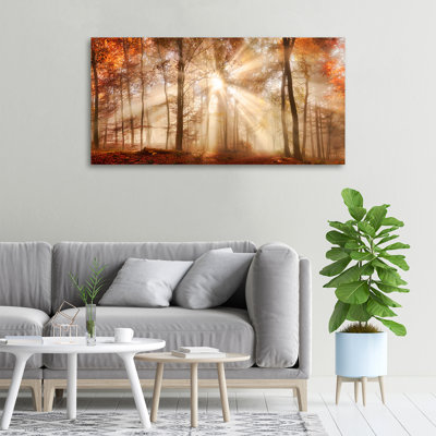 Fog In The Autumn Forest - No Frame Print on Canvas