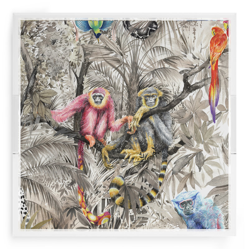Plateau décoratif carré en acrylique Arcadia Monkeys, L 18 po x P 18 po x H 2 po