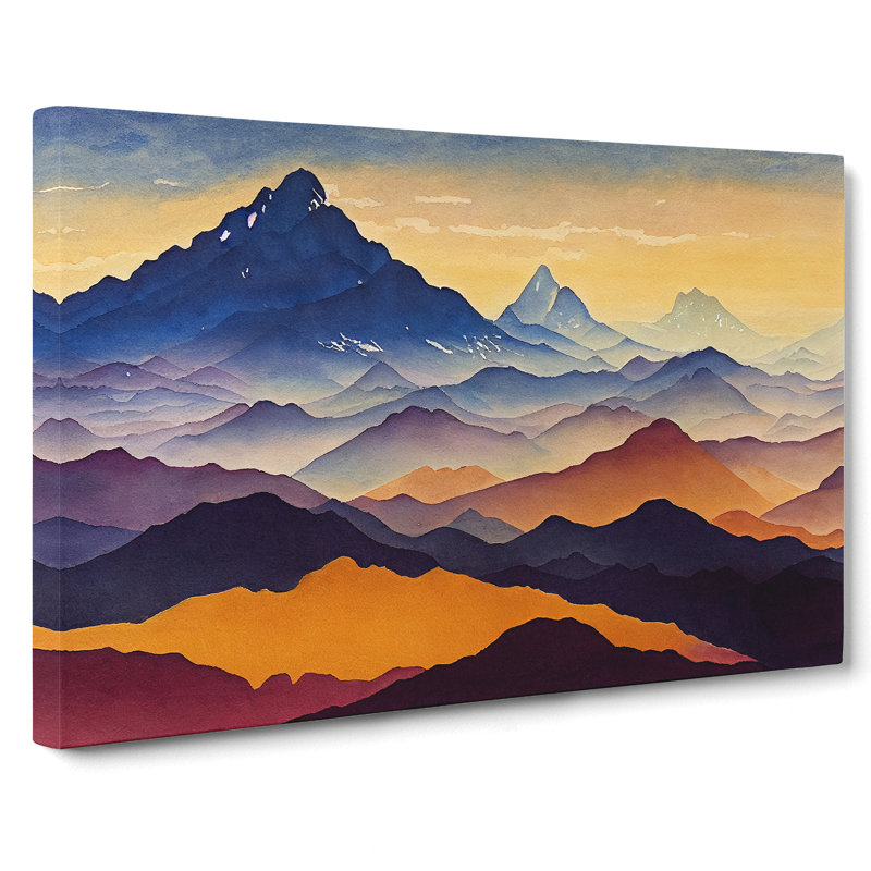 Watercolour Mountain Landscape Vol.1 - Wrapped Canvas, 35cm H x 50cm W x 3cm D
