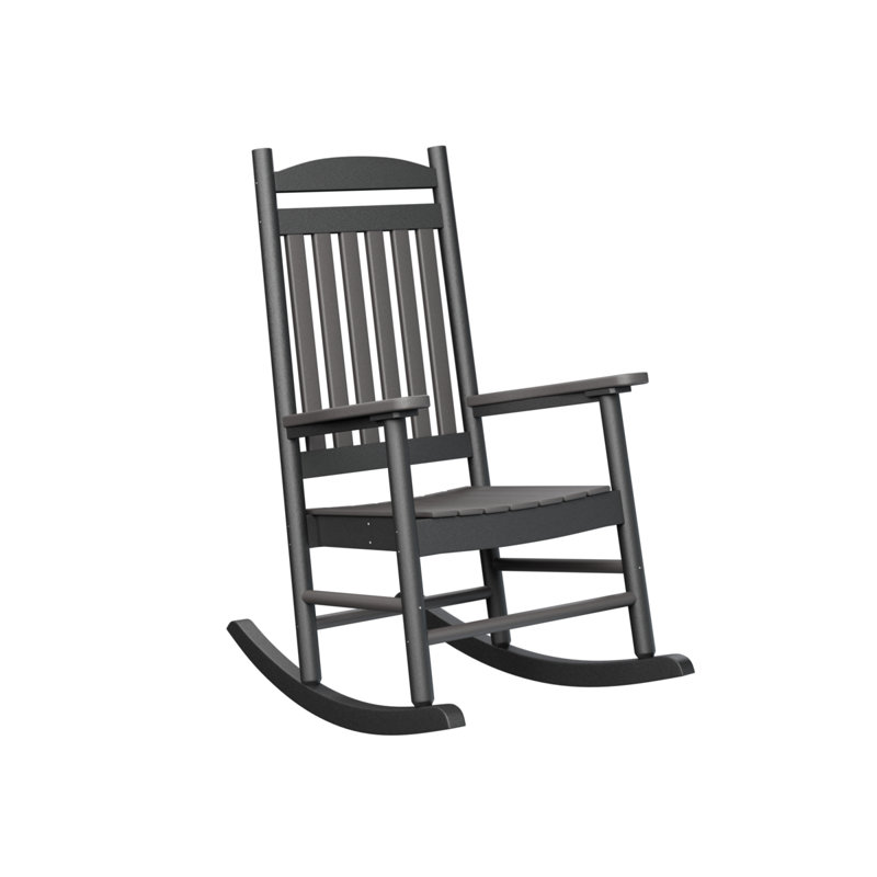 Casual Back Outdoor Rocker Chair, Smoke Gray Top/Black Base