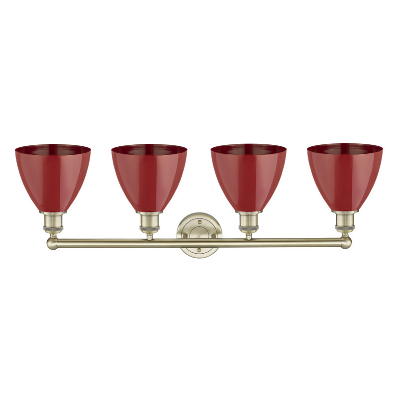 Alquin 4 - Light Dimmable Vanity Light, Red, Antique Brass