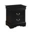Table de chevet noire pour chambre à coucher - 2 tiroirs, bois de pin massif avec deux tiroirs en pin, meubles de rangement
