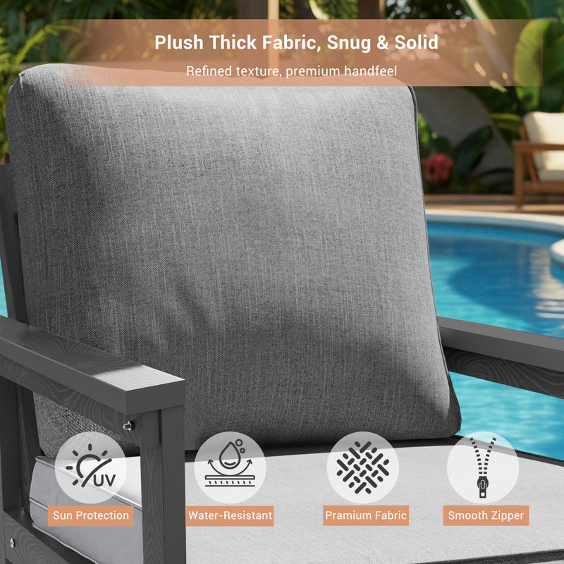 5-Piece HIPS Patio Furniture Set with Detachable Cushions, Ergonomic Design Outdoor Sectional Sofa Couch with Ottoman, Easy Assembly Patio Furniture Set for Patio, Yard, Garden
