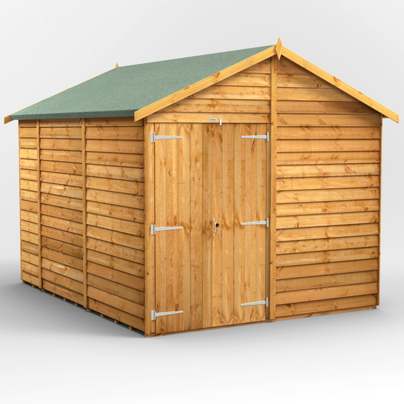 Powersheds Timber Overlap Windowless Garden Shed, Double Doors
