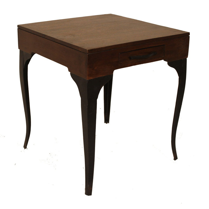 Table de bout carrée en bois recyclé Melange - Table d'appoint moderne avec pieds sculptés 