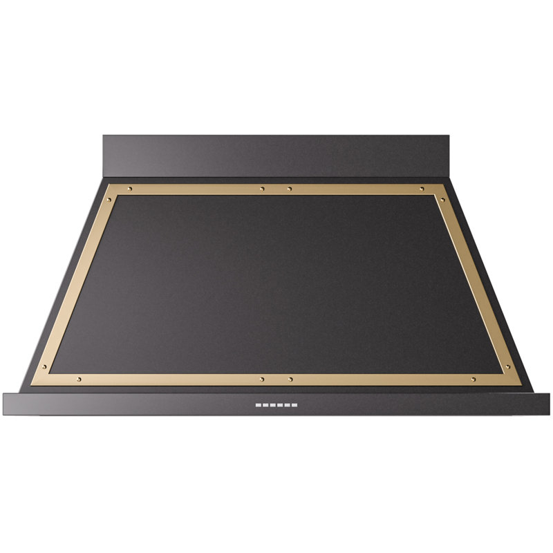 ILVE Nostalgie II Series Noblesse 48 inch Wall Mount Range Hood with 600 CFM, Glossy Black/Brass