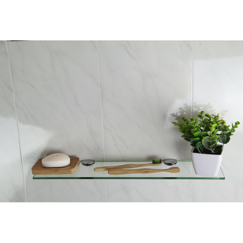 Fanniemae Glass Floating Shelf with Adjustable Shelves, 0.6cm H x 50cm W x 10cm D, Clear