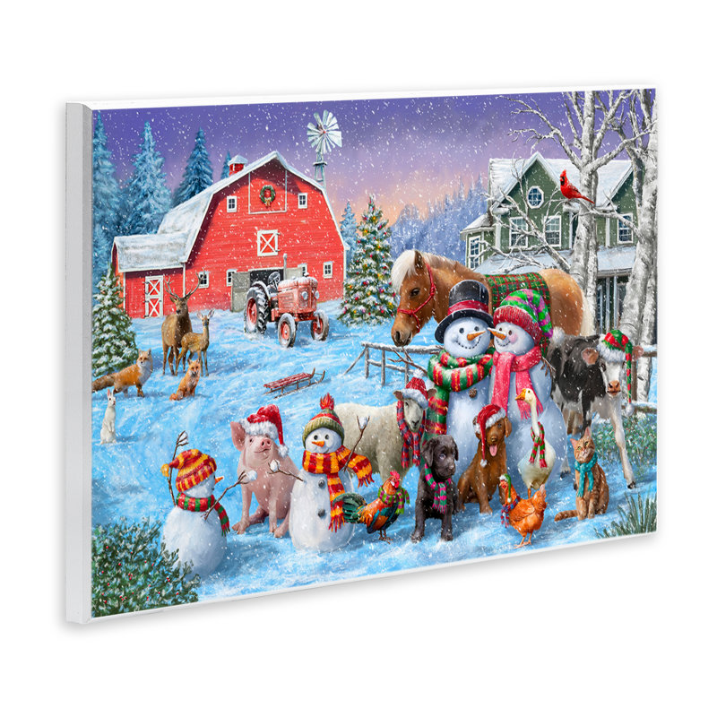 «Snowman & Dogs Family» par Grateful Licensing, H 10 po x l 15 po