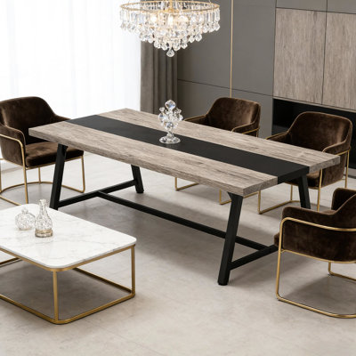 Élégante table de réunion aux lignes épurées et aux couleurs modernes, pouvant accueillir 6 à 8 personnes, structure simple en bois et en acier, l 70,87 po x P 36,46 po, spacieuse