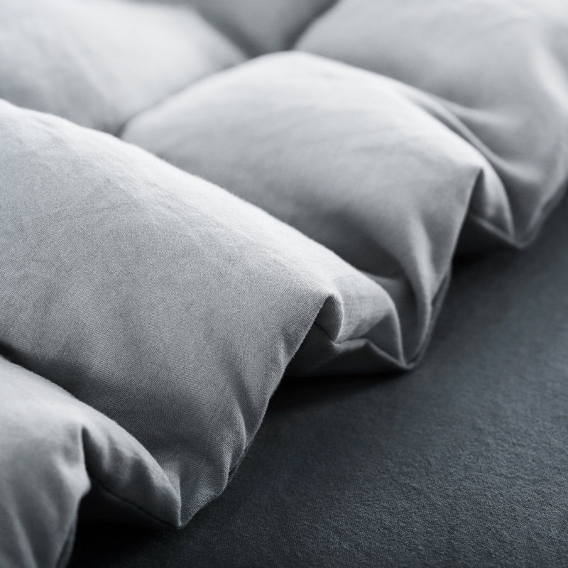 Ensemble d'édredon réversible en microfibre prélavée, Édredon très grand + 2 taies décoratives très , Gris