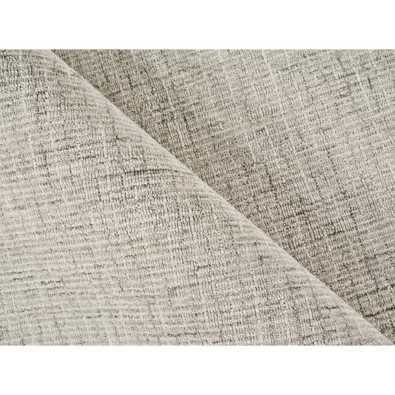 Andora Hand Tufted Striped Area Rug in Sage Green/Ivory, Rectangle 5' x 8'