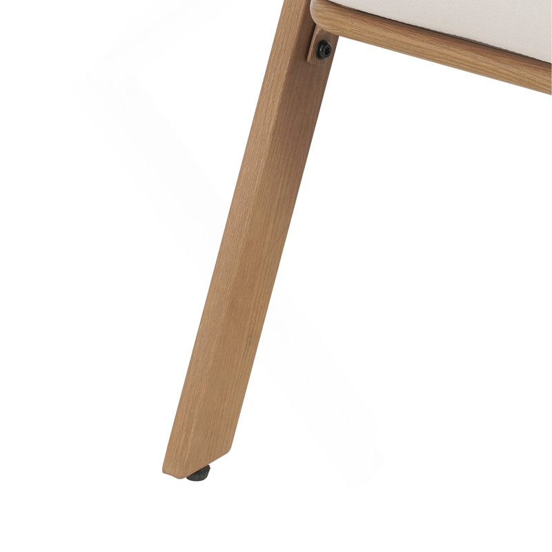Chaise de patio avec coussins (ensemble de 2), Teck / Blanc, Blanc