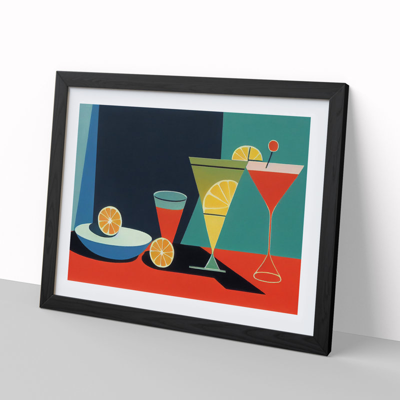Retro Cocktail Vol.3 - Single Picture Frame Painting, Black Framed, 25cm H x 34cm W x 2cm D