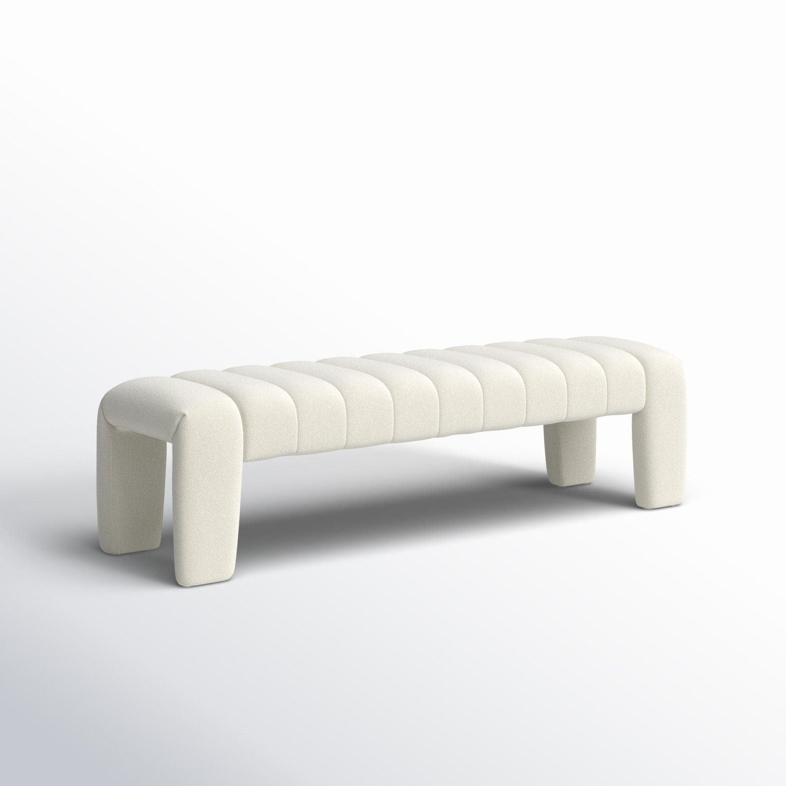 Gliese 63" Velvet Bedroom Bench, Ivory Boucle