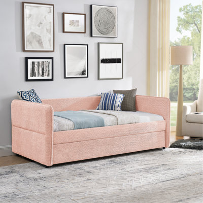Lit de jour simple en tissu avec canapé-lit capitonné Popup