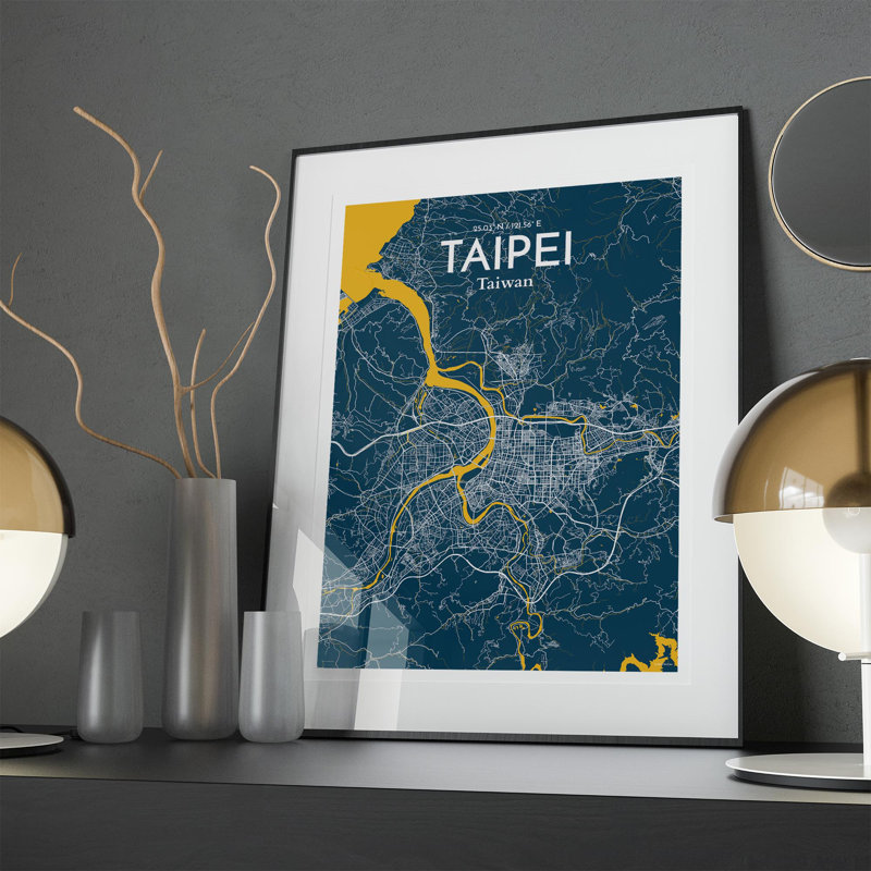 Taipei City Map in Amuse 1 Piece Wall Art, 27.6cm H x 19.7cm W x 0.05cm D