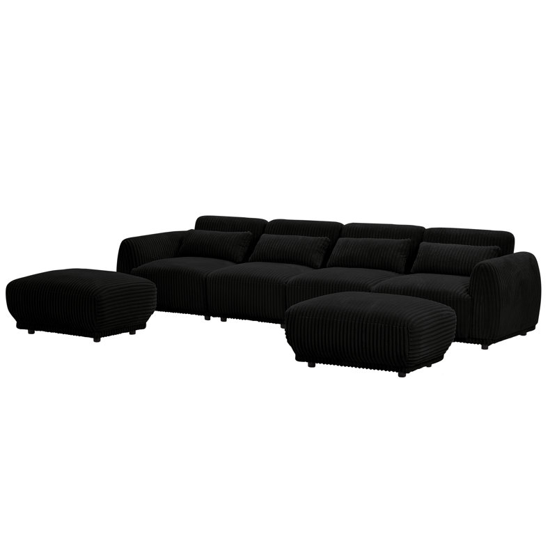 Emorie 2 - Piece Upholstered Sectional, Black Corduroy