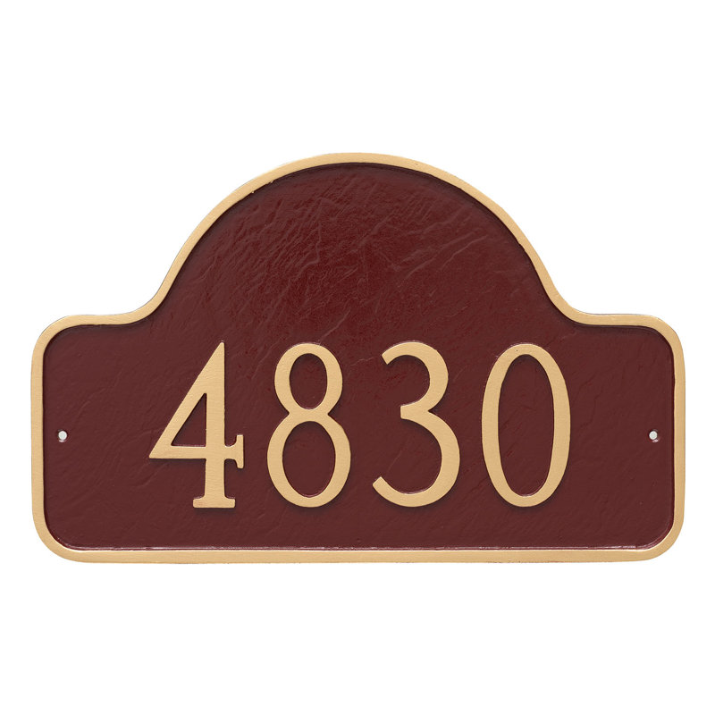 Plaque d’adresse murale sur 1 ligne lexington, Vert forêt / doré, Oui