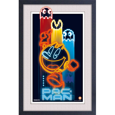 Pac-Man- Neon 11x17 Under Plexi Framed Poster