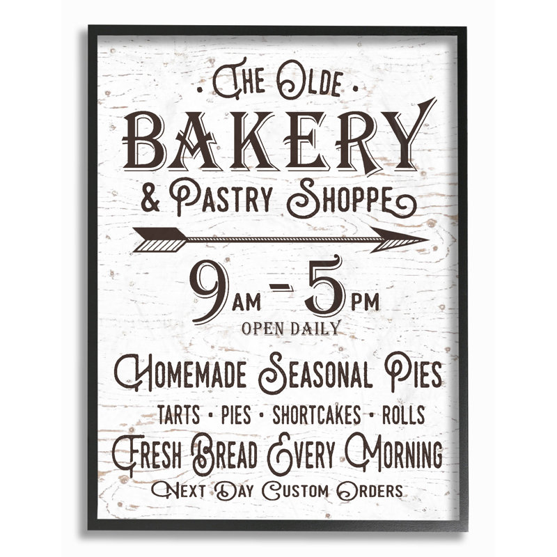 «Vintage Sign The Old Bakery and Pastry Shop» par Lettered and Lined, reproduction d'art textuel sur toile