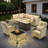 Emroy 6 - Person Outdoor Wicker Sectional Seating Group with Lighted Coffee Table and Swivel Chairs, All Weather Modular Rattan Conversation Set with Cushions-2091361701