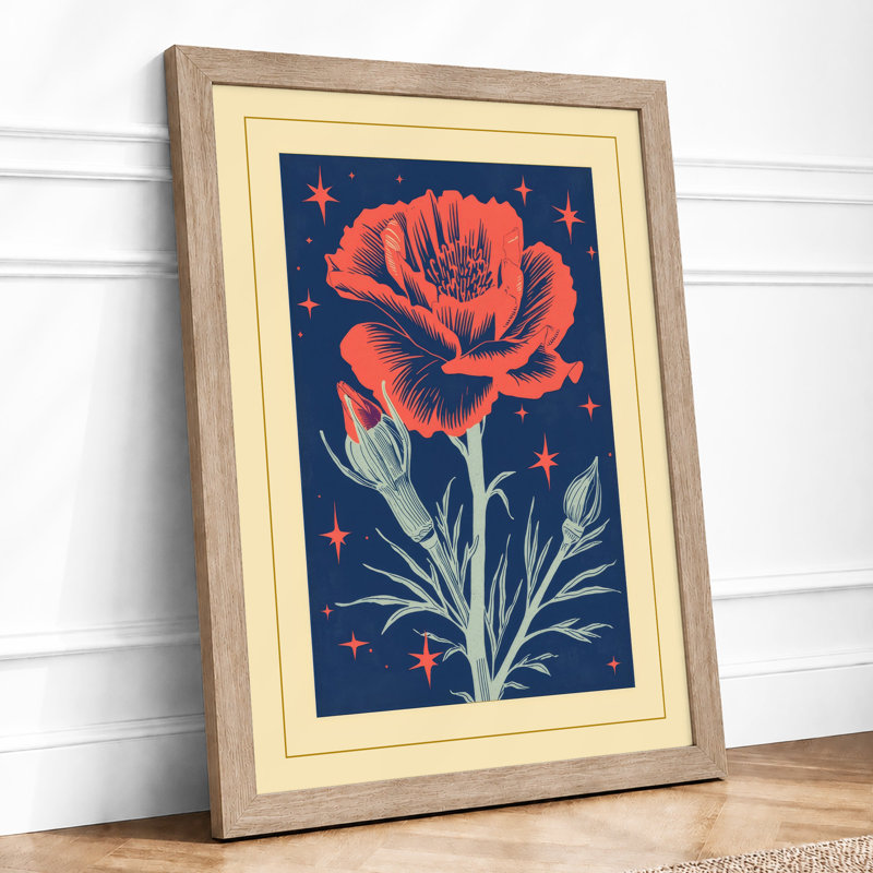 Celestial Bloom Botanical - Framed Print, A4 - 29.7 x 21.0 cm, Oak