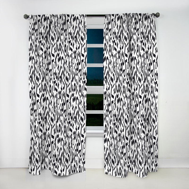 Panneau de rideau occultant à motif rétro Mid-Century, L 52 po x L 108 po