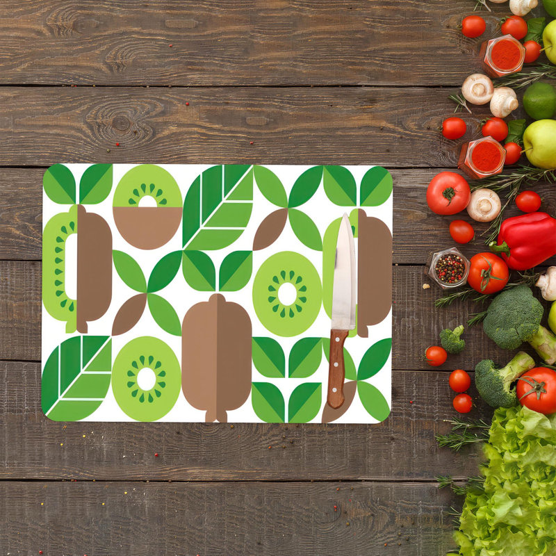 Planche de service moderne en verre de style kiwi idéale pour les cadeaux de camping et de pendaison de crémaillère sur le thème des fruits
