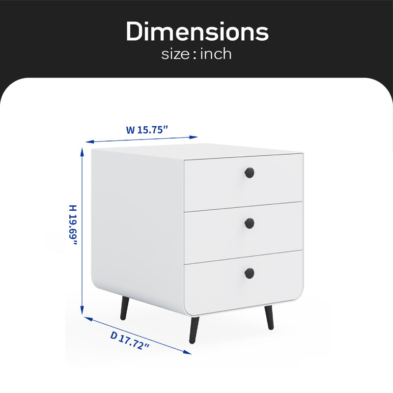 Table de chevet en bois manufacturé Jokelien, Blanc