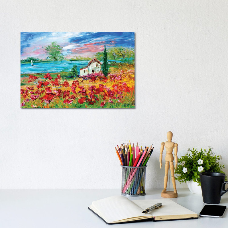 Seaside Cottage Sunshine by Karen Tarlton - Wrapped Canvas Painting, 20.32 cm H x 30.48 cm W