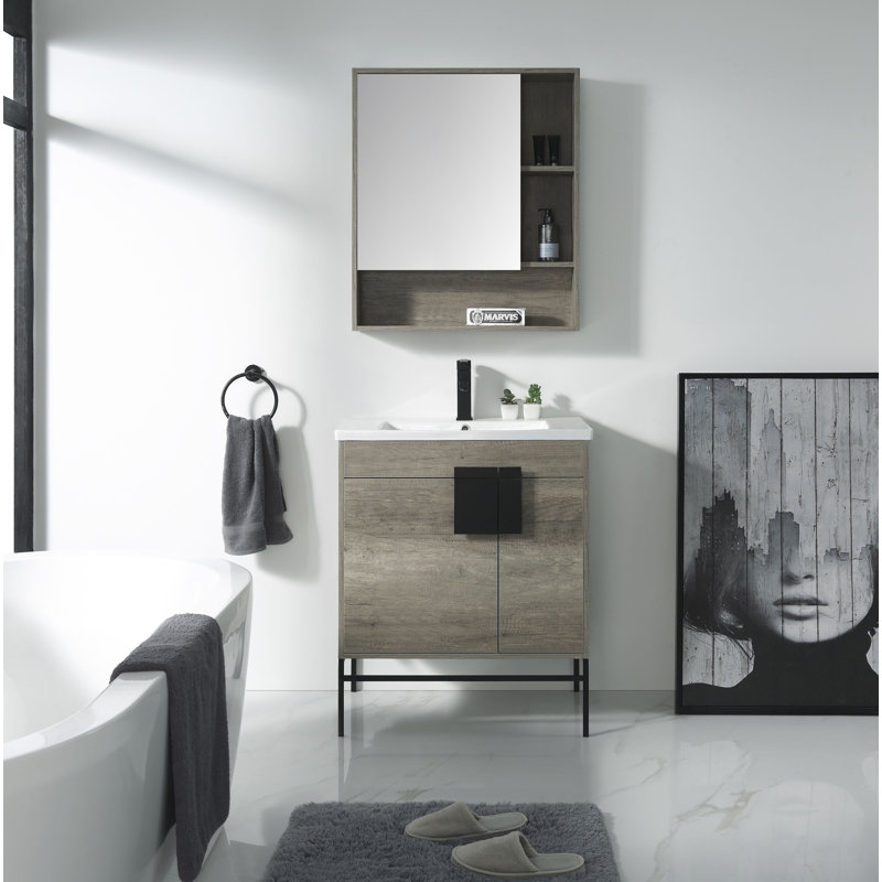 Ensemble de meuble-lavabo simple 30 po Maisie, Noir mat, Gris ombré