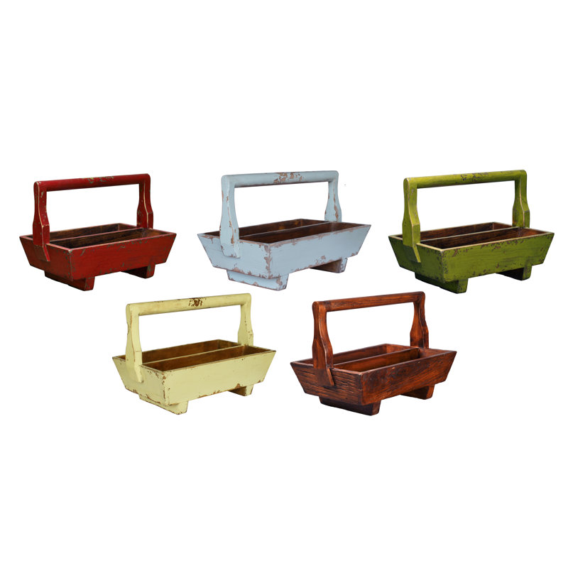 Demi taille Double bac avec manche en bois, rouge
