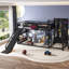 Lit mezzanine double en métal avec glissade et mur d'escalade Roomfitter, lit de sport avec panier de basketball, noir-546952339