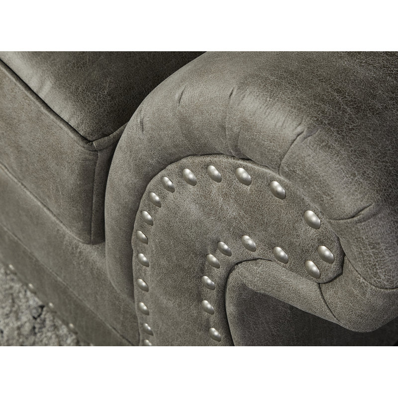 Leinster Faux Leather Upholstered Nailhead Sofa, Loveseat, And Chair Set