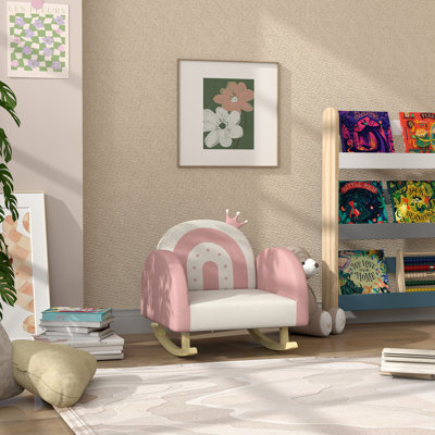 Qaba Princess Crown Toddler Rocking Chair - Perfect for Bedroom & Playroom (Pink) by Gemma Violet