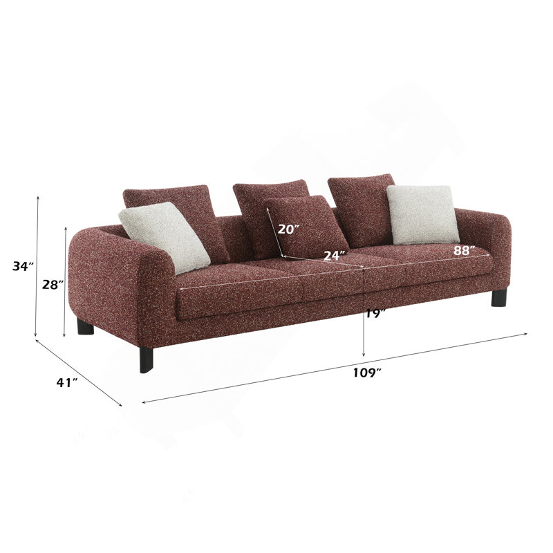 Canapé en tweed marron Mardi avec 3 coussins