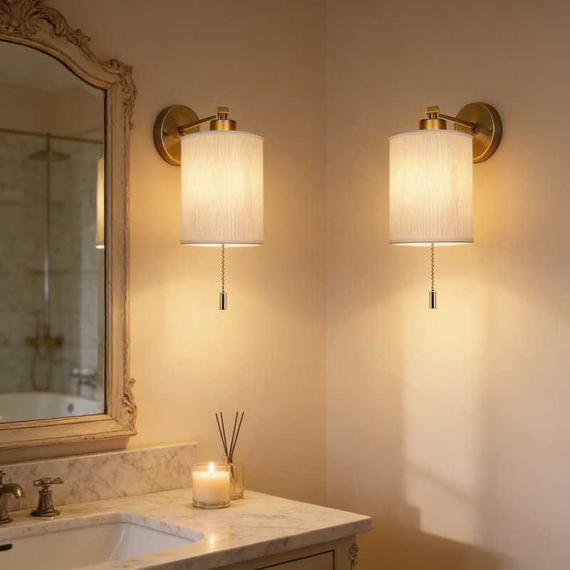 Vintage Hardwired Wall Sconces With Pull Chain, On/Off Switch Wall Light Fixture For Indoor Hallway Bedroom Living Room, Set Of Two (Bulbs Not Included)