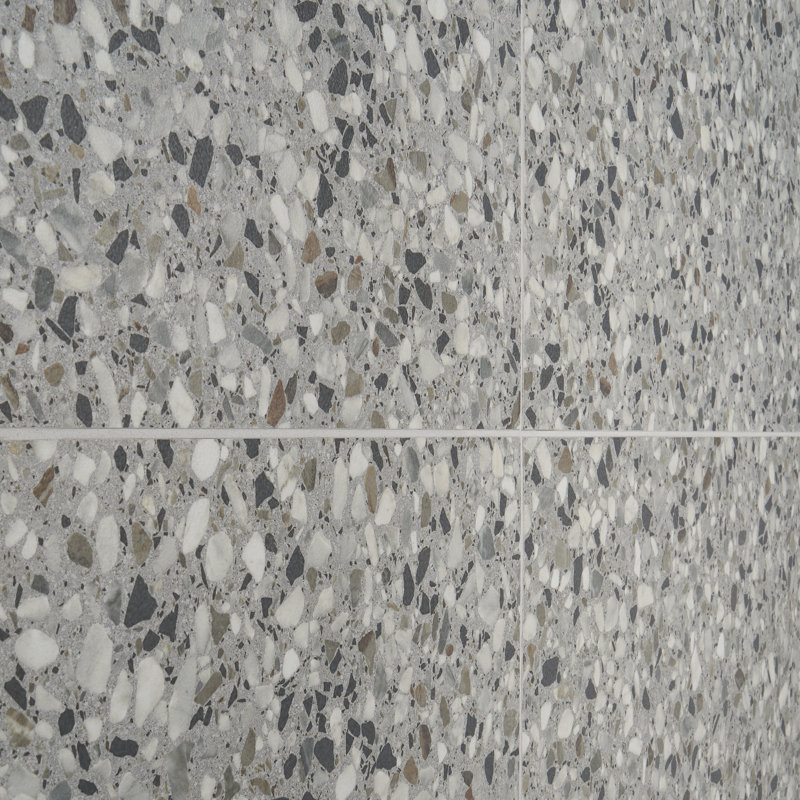 Carreau simple en porcelaine terrazzo 23 "x 23" Bryant, Gris fumée