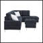 Canapé modulaire 3 places avec méridienne, repose-pieds avec rangement, pieds en métal et clous en cuivre-142259923