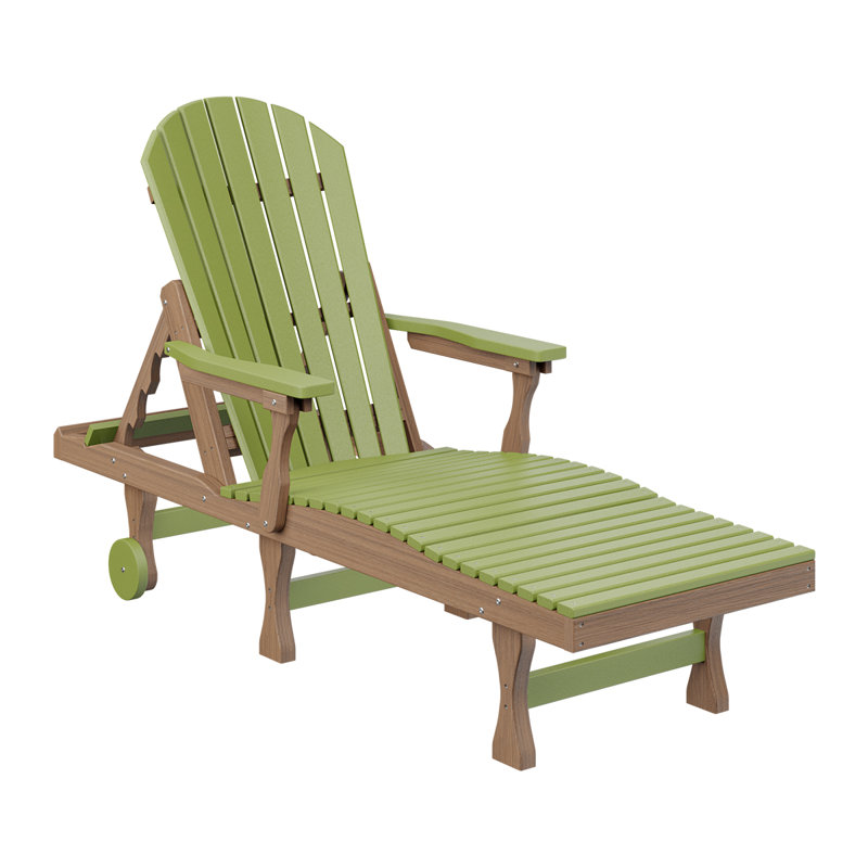 Berlin Gardens Comfo Back Chaise Lounge, Kiwi Green Top/Antique Mahogany Base