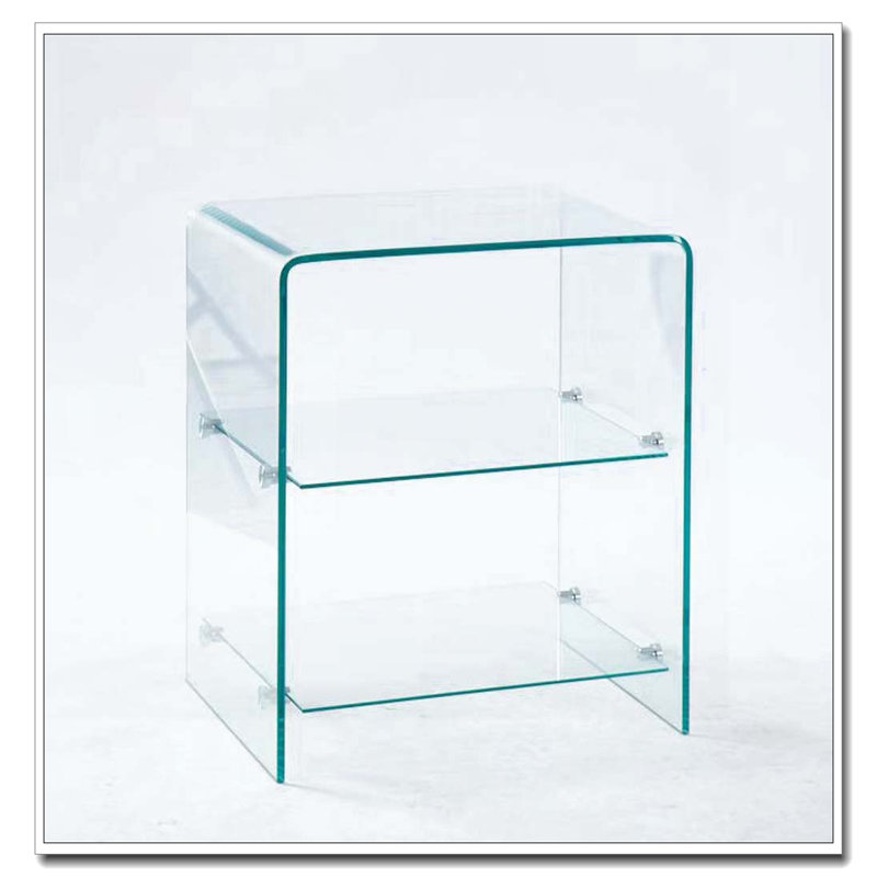 Table d'appoint 2 couches en verre trempé, table de canapé en verre transparent