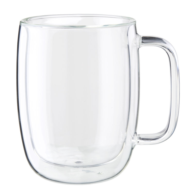 15 oz Clear Double-Wall Glass Latte Mug Set
