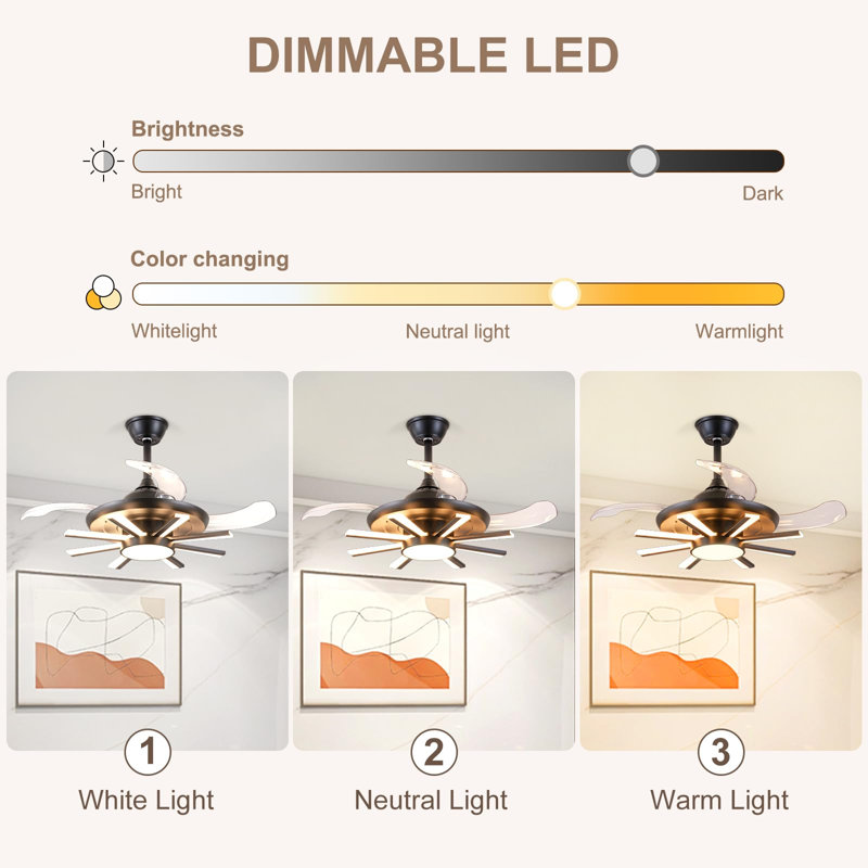 Arleth Ceiling Fan with LED Lights, 40.94"