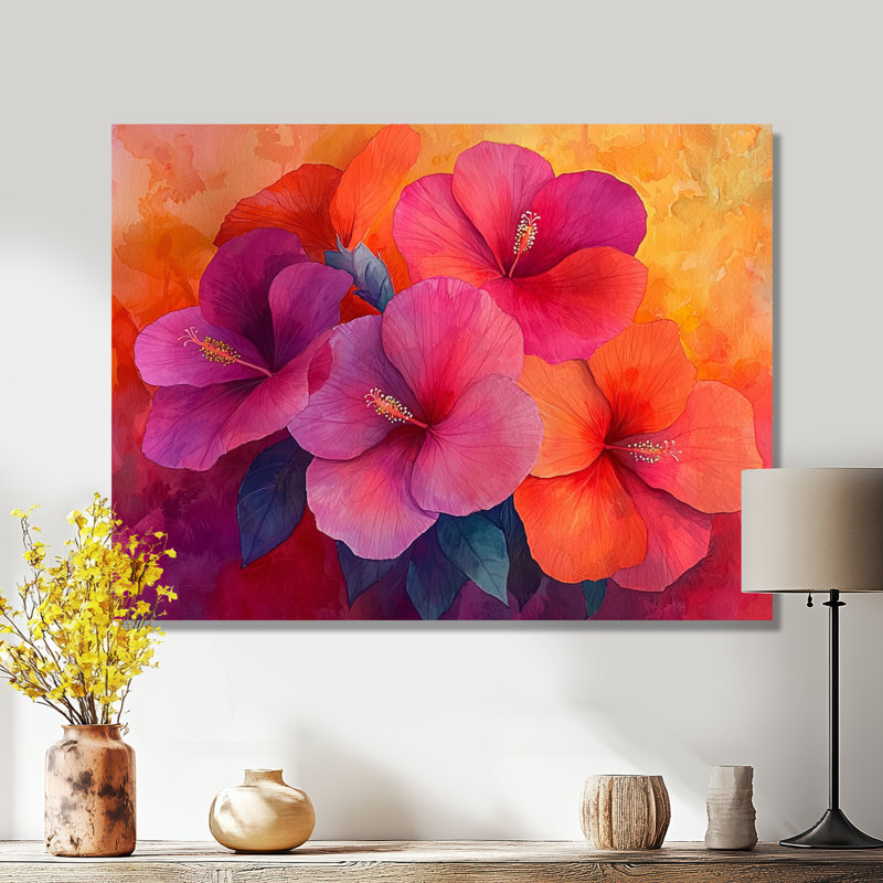 Hibiscus Vivid Hues, H 30 po x l 40 po, Toile tendue, Ne s’applique pas