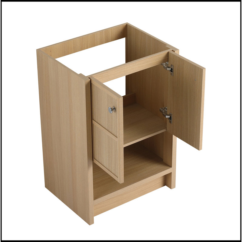 Lavabo de salle de bain autoportant en céramique, 2 portes à fermeture douce, chêne, contreplaqué, 24"