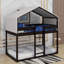 Lit simple superposé en bois avec tente-2104640526